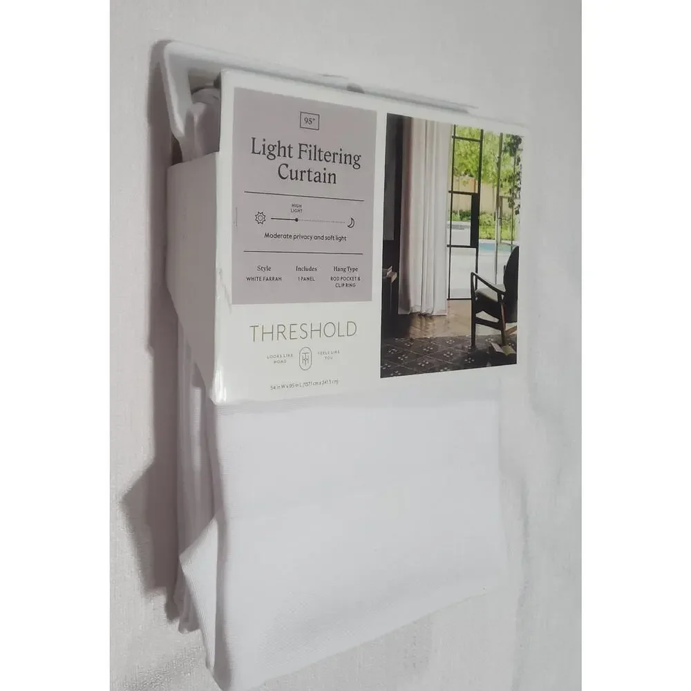 Threshold light filtering curtain L 54'' x W 95'' white Farrah